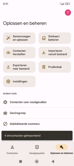 Uw contactpersonen worden opgeslagen naar uw Google-account en naar uw telefoon de volgende keer dat Google gesynchroniseerd wordt.