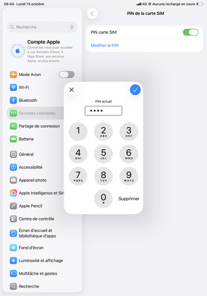 Saisissez votre PIN actuel et sélectionnez OK