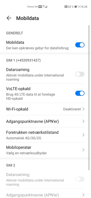 For at skifte netværk, hvis der opstår netværksproblemer, vælg Mobiloperatør