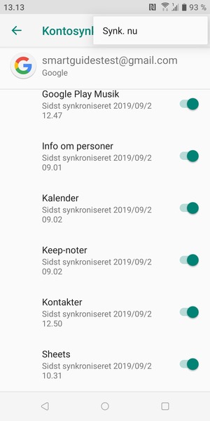 Vælg Synk. nu