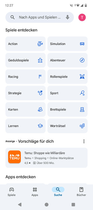 Wählen Sie die Suchleiste