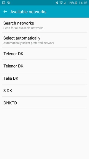 Select a network operator from the list