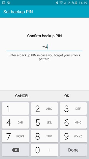Confirm your backup PIN and select OK