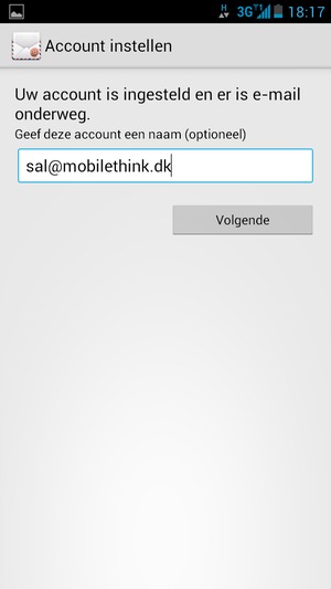 Geef uw account een naam en selecteer Volgende