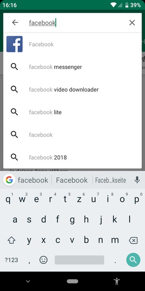 Geben Sie den Namen der App ein und wählen Sie Suchen