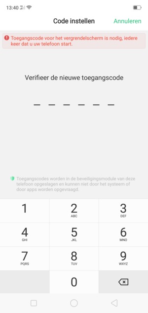 Bevestig uw Nieuwe toegangscode