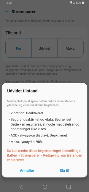 Vælg Slå til