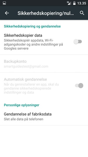 Aktiver Sikkerhedskopier data