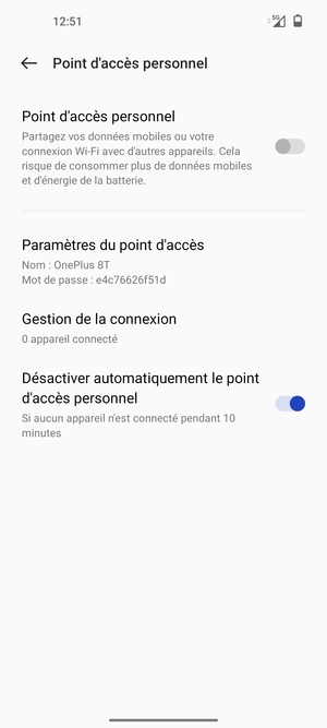 Sélectionnez Paramètres du point d'accès