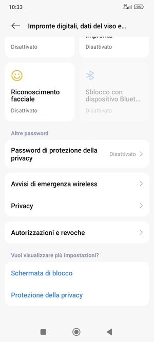 Scorri e seleziona Privacy