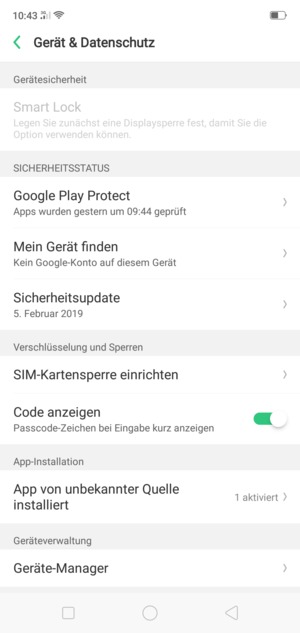 Scrollen Sie und wählen Sie SIM-Kartensperre einrichten