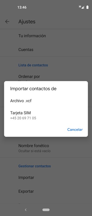 Seleccione Tarjeta SIM