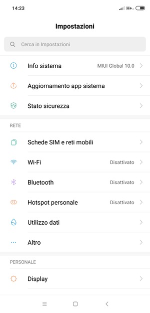 Seleziona Info sistema