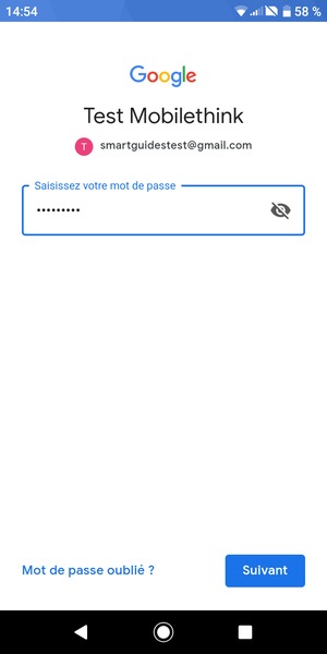 Saisissez votre Mot de passe et sélectionnez Suivant