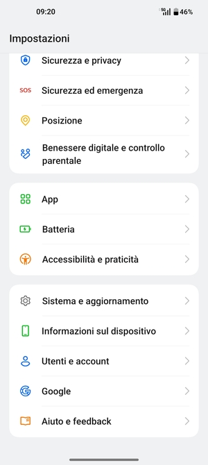 Scorri e seleziona Sistema e aggiornamento