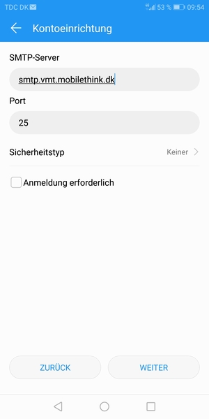 Deaktivieren Sie das Kontrollkästchen Anmeldung erforderlich und wählen Sie WEITER