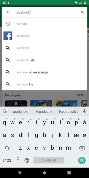 Indtast navnet på appen og vælg Søg