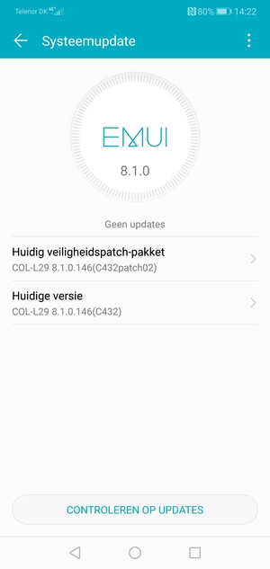 Als uw telefoon up-to-date is, zult u het volgende scherm zien