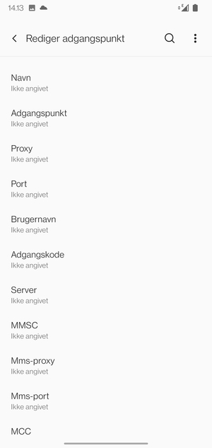 Indtast internet-oplysninger