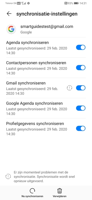 Selecteer Nu synchroniseren