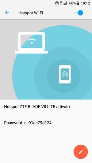 Il telefono è ora pronto per essere usato come modem