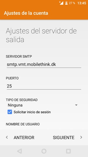 Introduzca la dirección de servidor saliente