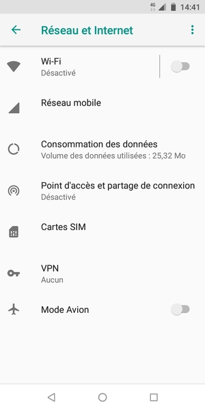 Sélectionnez Réseau mobile