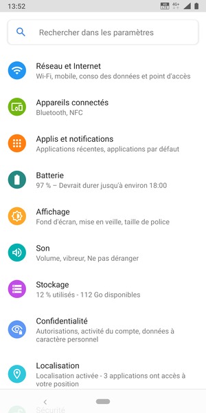 Sélectionnez Réseau et Internet