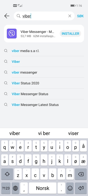Skriv inn applikasjonsnavnet og velg SØK