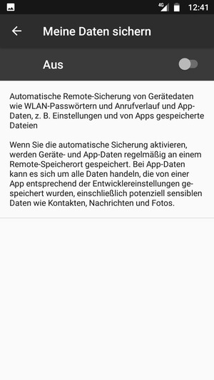 Schalten Sie Meine Daten sichern ein
