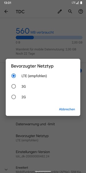 Wählen Sie die gewünschte Option