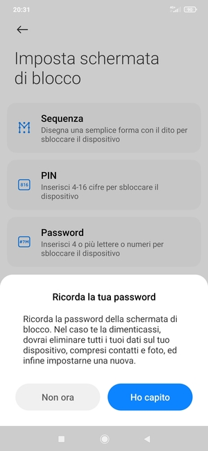 Seleziona Ho capito