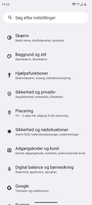 Scroll til og vælg Placering