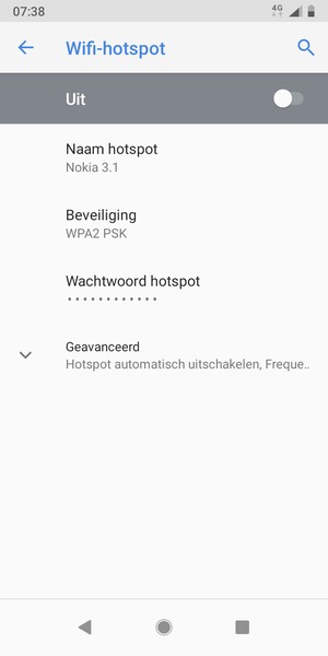 Selecteer Wachtwoord hotspot