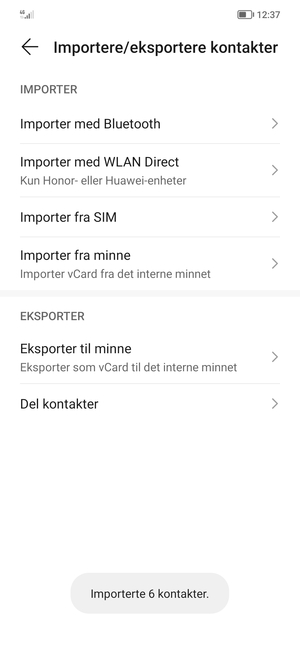 Kontaktene dine vil bli lagret på din Honor