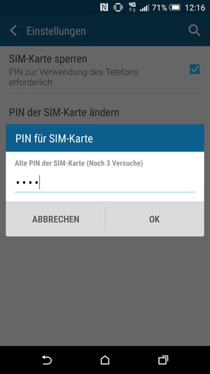 Geben Sie Ihre Alte PIN der SIM-Karte ein und wählen Sie OK