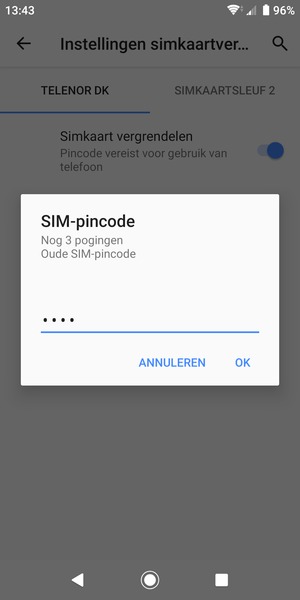 Voer uw Oude SIM-pincode in en selecteer OK