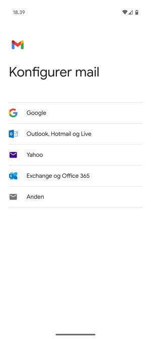 Vælg Outlook, Hotmail og Live
