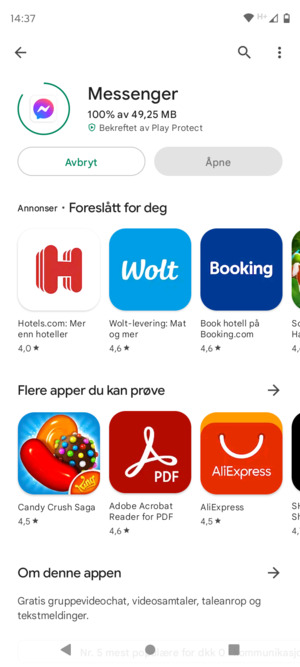 Vent til installasjonen er ferdig