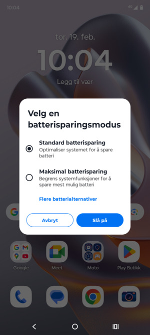 Velg Slå på