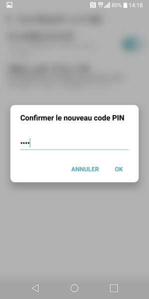 Veuillez confirmer votre nouveau code PIN et sélectionner OK
