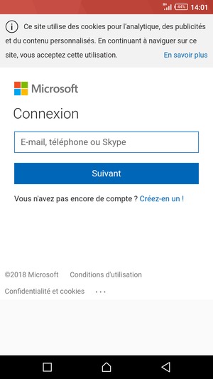 Saisissez votre adresse e-mail et sélectionnez Suivant