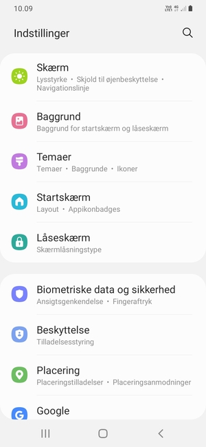 Scroll til og vælg Biometriske data og sikkerhed