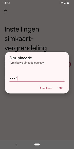 Bevestig uw nieuwe pincode en selecteer OK