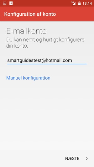 Indtast din e-mailadresse og vælg NÆSTE