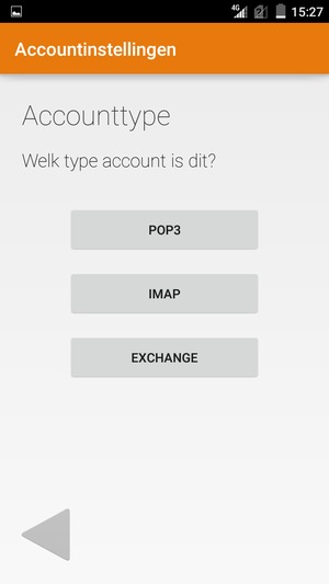 Selecteer POP3 of IMAP