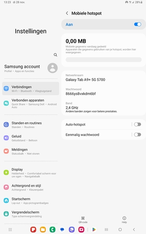 Uw tablet is nu geïnstalleerd voor gebruik als een modem