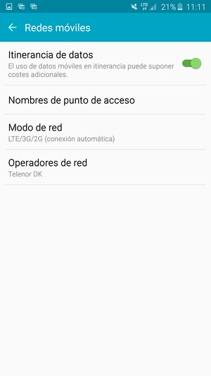 Activar o desactivar Itinerancia de datos
