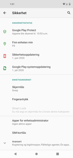 Velg SIM-kortlås