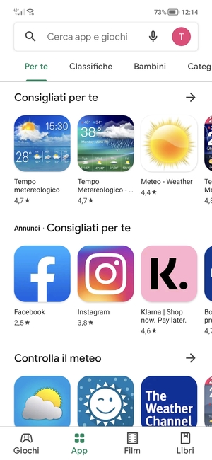 Seleziona la barra di ricerca